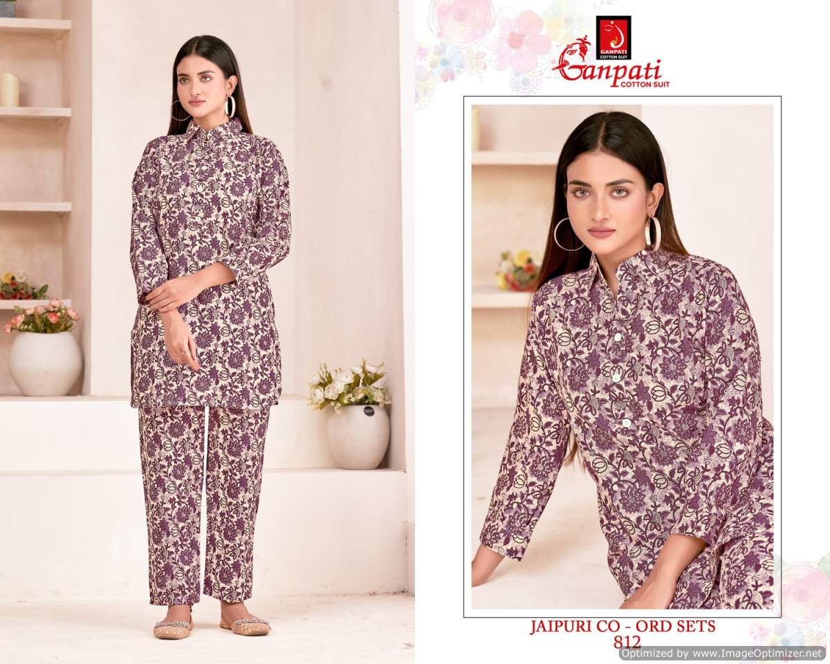 Jaipuri Vol 8 By Ganpati Heavy Pure Cotton Cord Set Top With Bottom Wholesale Shop In Surat